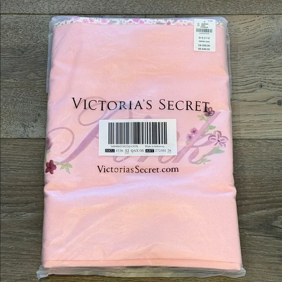 Victoria’s Secret PINK Pink Canvas Floral Embroidered Tote Bag Zip Top 1 Pocket - Picture 2 of 11